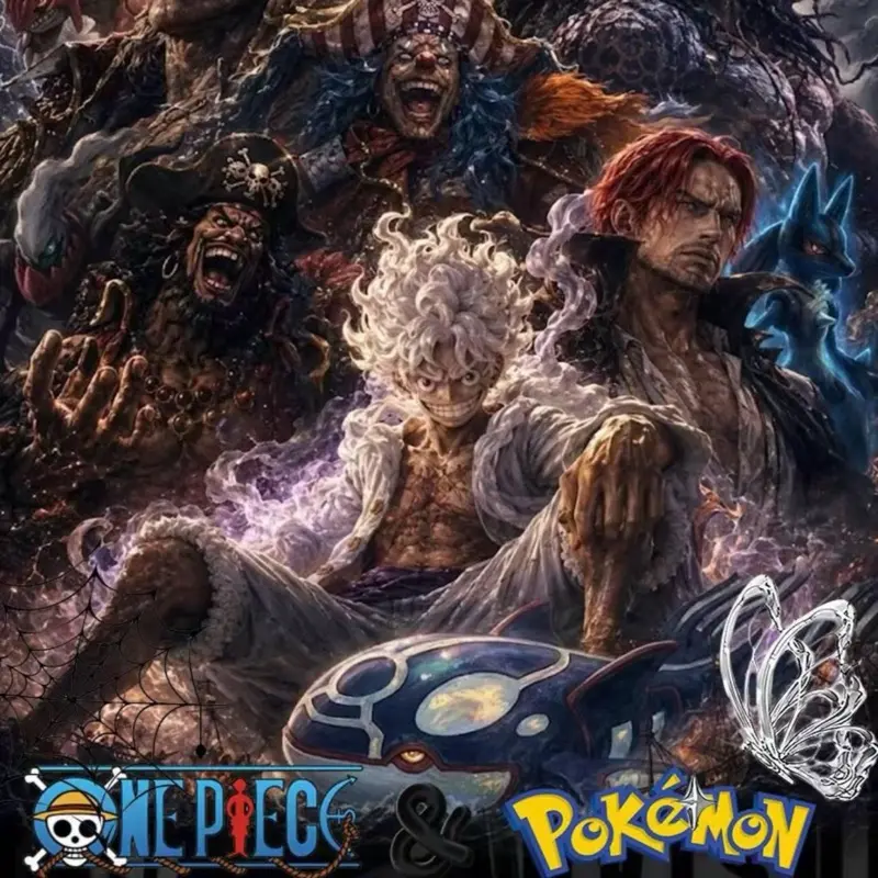 One Piece ShangYou x Pokemon Polaroid Tear Cards x10