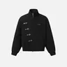 Aelfric Eden Metal Button Boxy Jacket Black Long Sleeve Stand Collar Slant Placket Unisex Fashion Street Jacket Retro Y2K,clothes for back to school,first day of school outfits