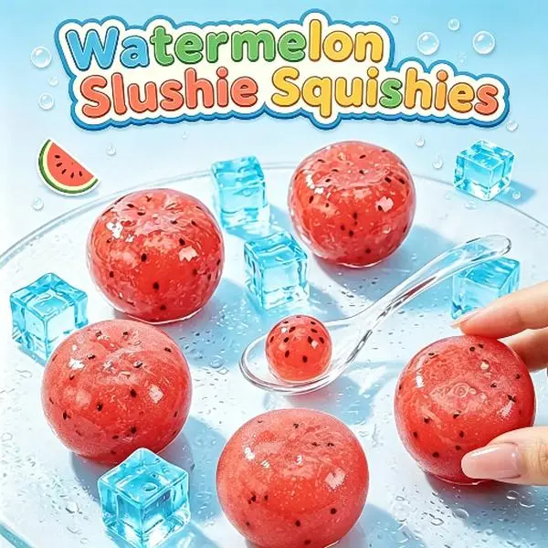 Summer Watermelon Ice Slush Squishy Toy, Stretchable Squeeze Fidget Hobby Toy, Realistic Fruit Sensory Play Toy, Anti-Anxiety Slow Rise Squish for Collection, Fun Playable Desk Toy for All Ages Hobby Lovers
