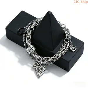 925 Sterling Silver Bracelets for Women & Men – Trendy Vintage String Accessories, Heart & Cross Shape Pendants, Stylish Party Jewelry, Comfortable Daily Wear & Perfect Gift for Birthdays, Anniversaries & Holidays