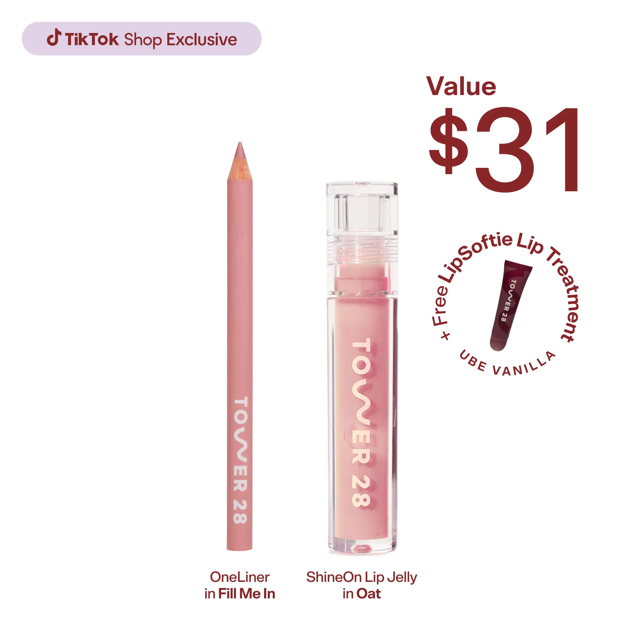 Tower 28 Line + Shine Lip Kit, Limited-Edition Lip Liner and Gloss Duo with Creamy Longwear Formula and High-Shine Finish, Enriched with Skincare Ingredients Glossy Lipgloss