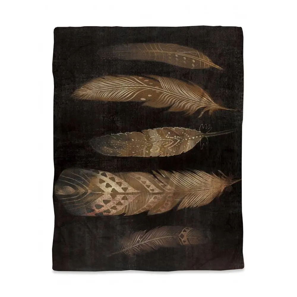 Begin Home Decor 3817-HWCT-AN236 Brown Feathers Bohemian Animals Twin Size Duvet Cover - Home Decor