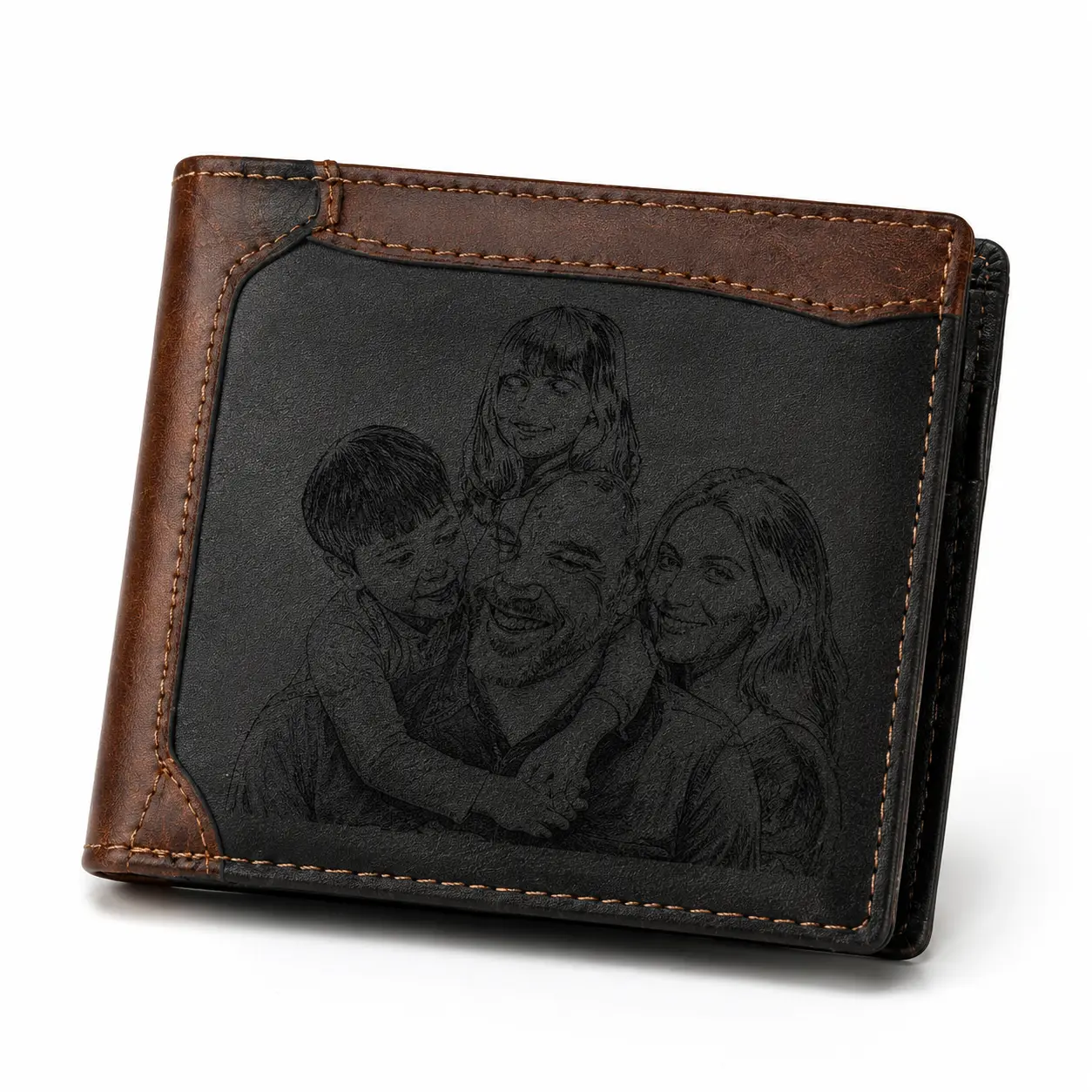 RFID Blocking Custom Leather Wallet, Engraved Mens Wallet, Premium Gift for Dad