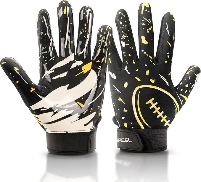 Boys' Football/Rugby Receiver Gloves - Youth Sticky Grips, Silicone Palm, Breathable Back, Flexible Fit High-Grip Gloves for Competitive Games