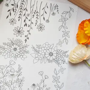 Floral Theme Water-Soluble Embroidery Pattern, Ideal for Sewing Enthusiasts, Embroidery Stabilizer, Craft Supplies for Clothing and Hats