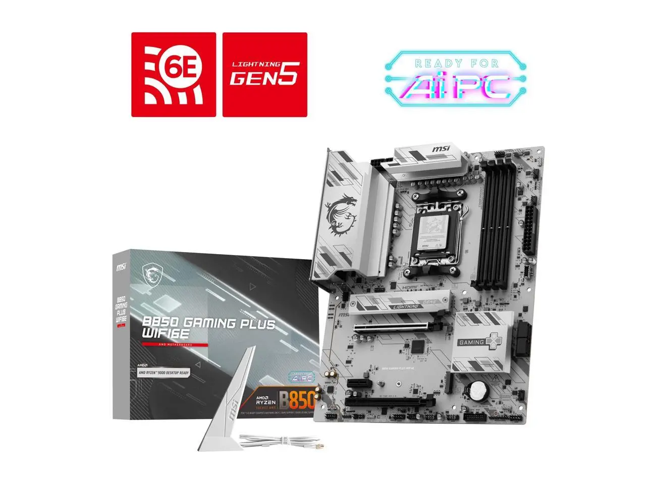 MSI B850 GAMING PLUS WIFI6E Motherboard, ATX - Supports AMD Ryzen 9000 / 8000 / 7000 Processors, AM5 - DDR5 Memory Boost 8200+ MT/s (OC), PCIe 4.0 x16, M.2 Gen5, Wi-Fi 6E, 2.5G LAN