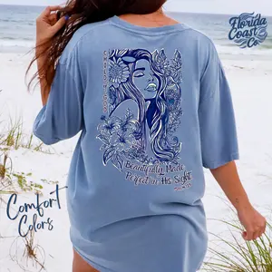 Florida Coast Co. Child of God Christian T-Shirt Comfort Colors Vintage Tee Psalm 139:14 Bible Verse Shirt Preppy Modest Faith Shirt for Women Casual Oversized Crew Neck Half Sleeve Top Womenwear Island Love Soft Style Unisex Streetwear