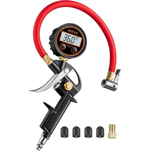 T1 Digital Tire Pressure Gauge with Inflator, 3-250 PSI Air Chuck with Pressure Gauge, Heavy Duty with Quick Connect Coupler, Calibrated to ANSI B40.7 Grade 2A
