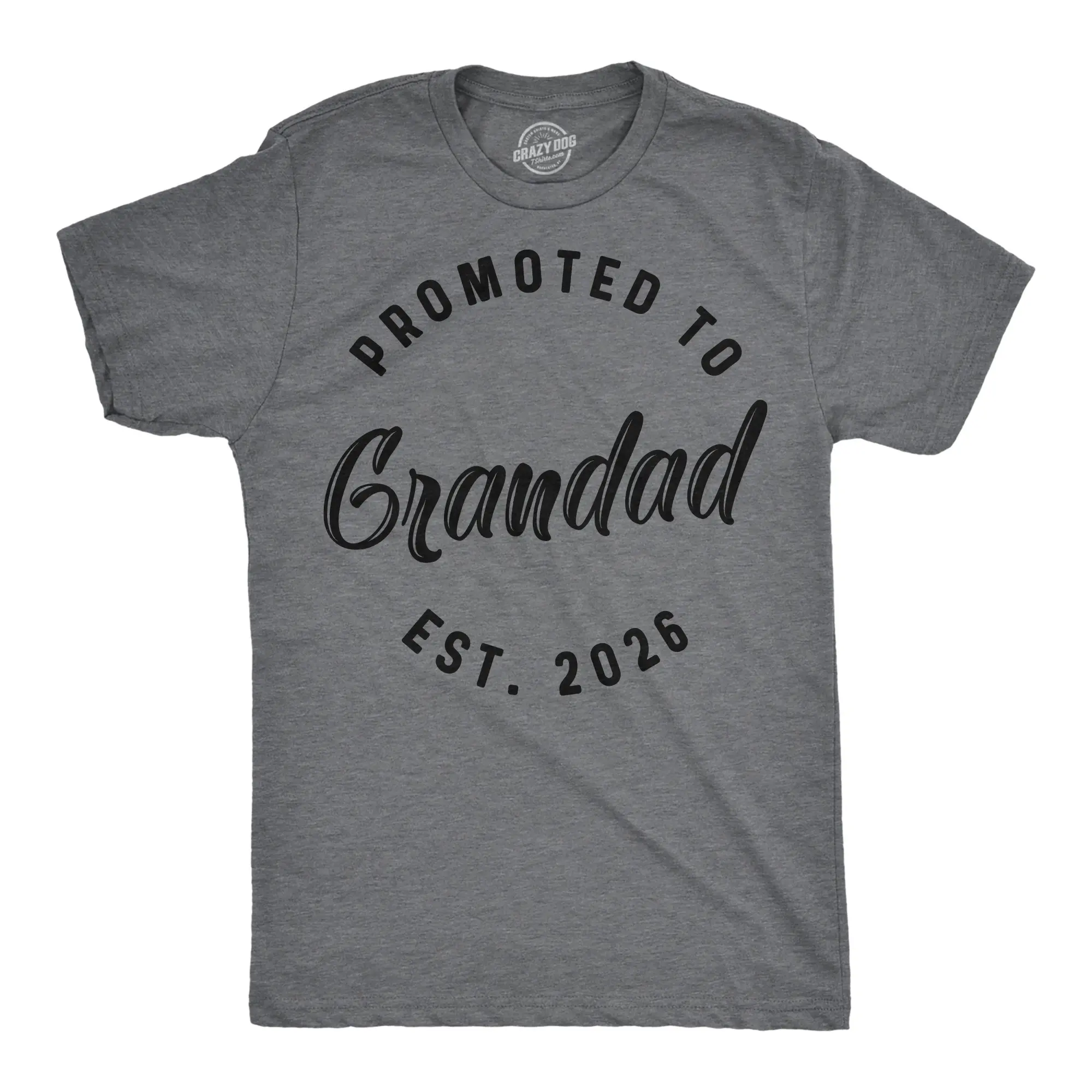Mens Funny T Shirts Promoted To Grandad 2026 Sarcastic Grandpa Family Tee For Men Mens Funny T Shirts Cool Vintage Fashion T-Shirt Gift Classic Menswear Funny Grandpa Short Sleeve Novelty Tees for Guys Dark Grey