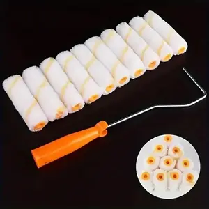 11-Piece Small Paint Roller Kit with 10 X 4-Inch Rollers, Long Frame Paint Rollers for Wall Painting, Practical and Convenient Tool Set Home