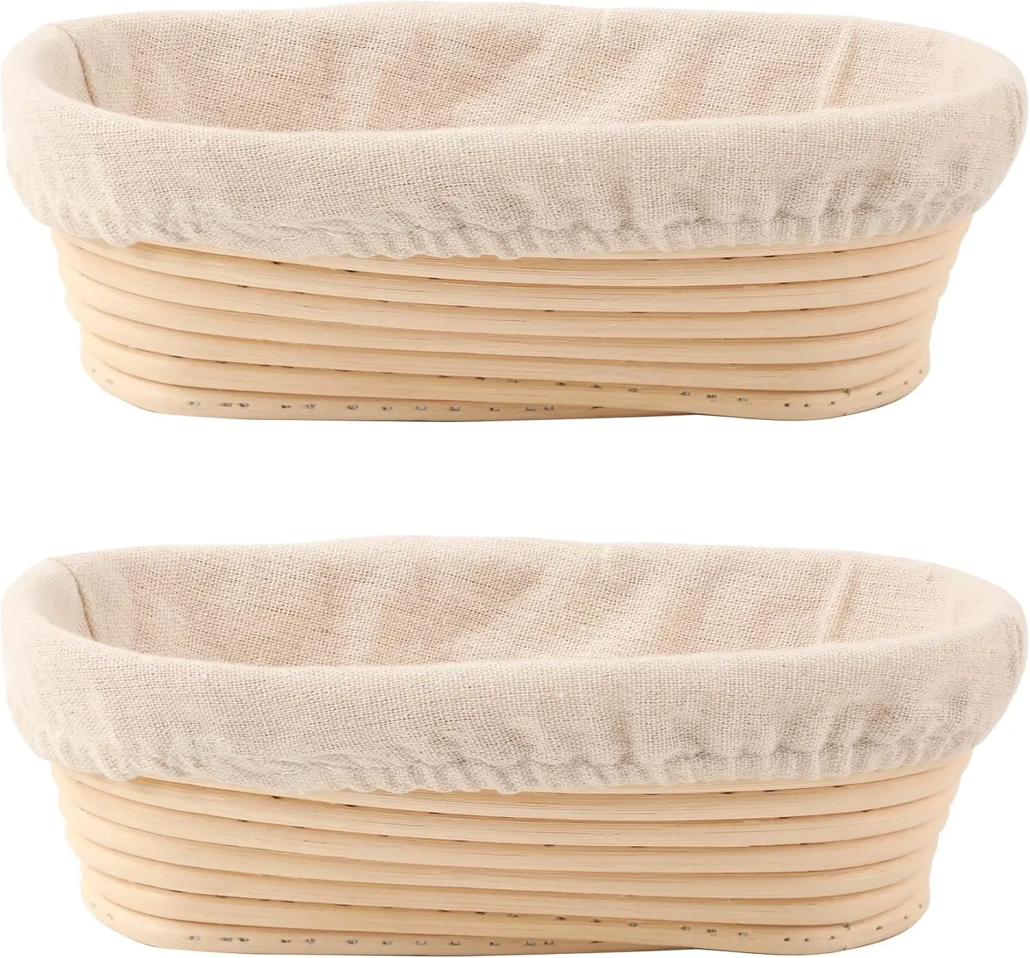 10-in Oval Proofing Bowls for Dough Raising (Set of 2 with Liners), No Extra Accessories Needed, All-Seasons Home Baking Bakeware for Sourdough, Bread Baking