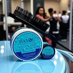 Bayou Hair Care Gator Grip Edge Travel Pack Kit - 100g Silicone-Free Unisex Set, Flawless Styling Hair Gel, Matte Paste, High-Quality Brush, Travel-Friendly for Curly Locks