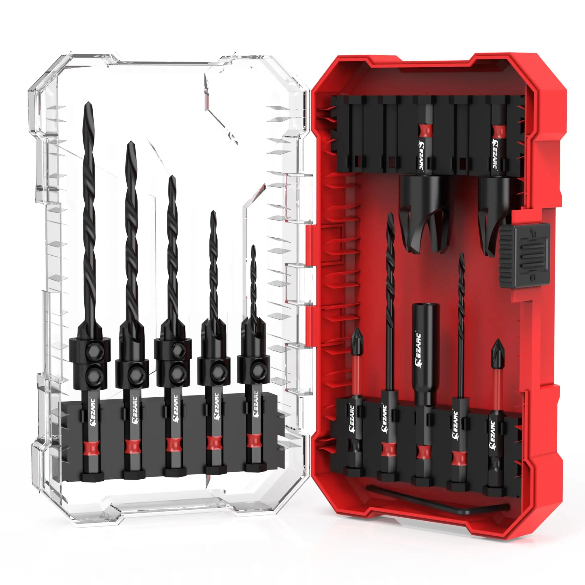 EZARC Drill Bits Sets, 1/4" Hex Shank Chamfering Countersink Bits for Woodworking, Quick-Change Power Tool Accessories with Storage Box, Father's Day Gift