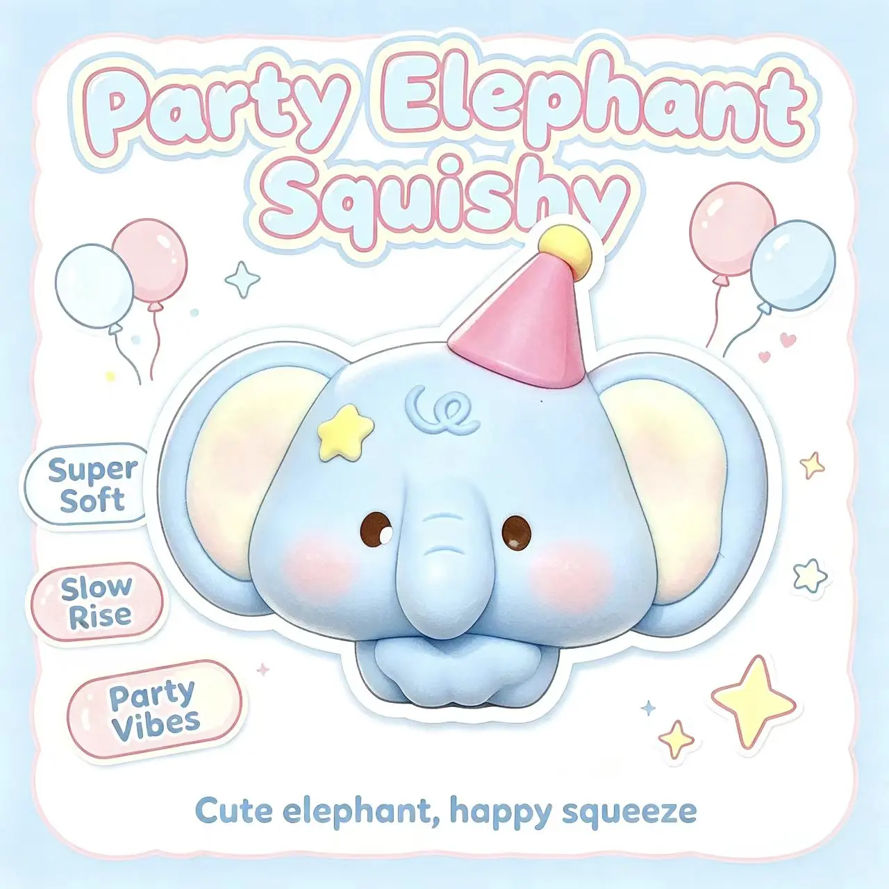 Taba Squishy Handmade Party Hat Elephant Squishy Squishies/Blue Elephant Sticky Squeeze Toys Gift for kids gift Taba Elephant Squishies Gifts For Children's Day Stress Relief Toy Elephant Squishy Stress Ball