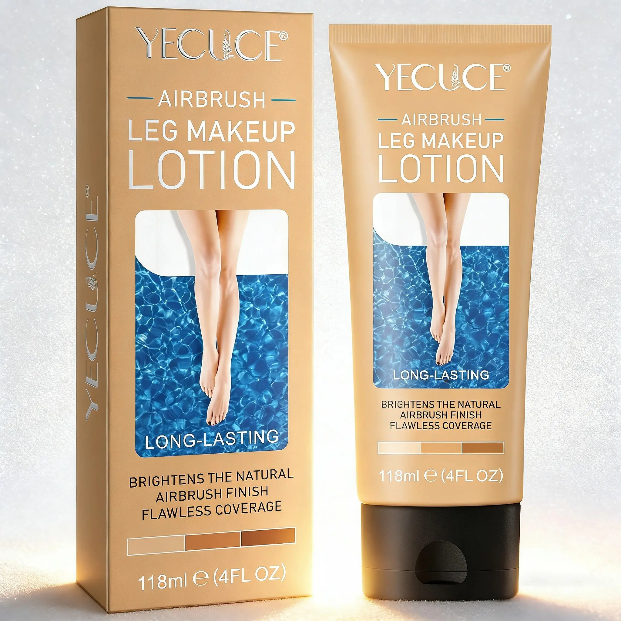 118ML Yecuce Leg Concealer Cushion, Waterproof Sweatproof Long-Lasting Color, Natural Bare Skin Effect, Beach Sunbath Body Care