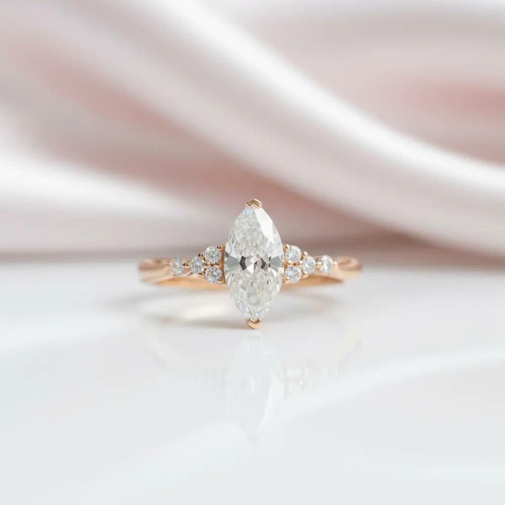 18k Marquise Cut Diamond Option Simple Design Engagement Ring