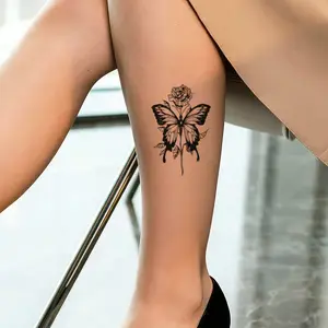 4pcs Fashion Tattoo Stickers - On-Trend Styles Quick to Stick for Any Occasion Featuring Elegant Butterfly and Rose Design temporary tattoo sticker