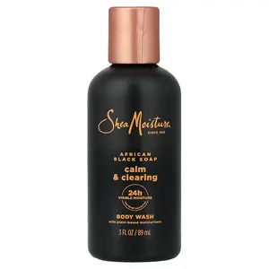 SheaMoisture Calm & Clearing Body Wash, African Black Soap, 3 fl oz (89 ml)