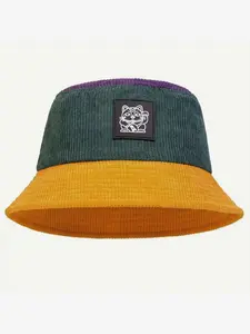 Lucky Cat Faux Fur Fisherman Hat, Striped Elegant Design, Unisex Streetwear Accessory, All-Season Sunhat, Retro Block Color Pattern, Summer Hat