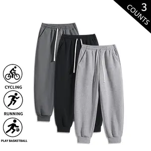 3-Pack Men’s Casual Sweatpants, Elastic Waist Jogger Pants, Soft Lounge Wear Pants with Drawstring for Everyday Use and Sports