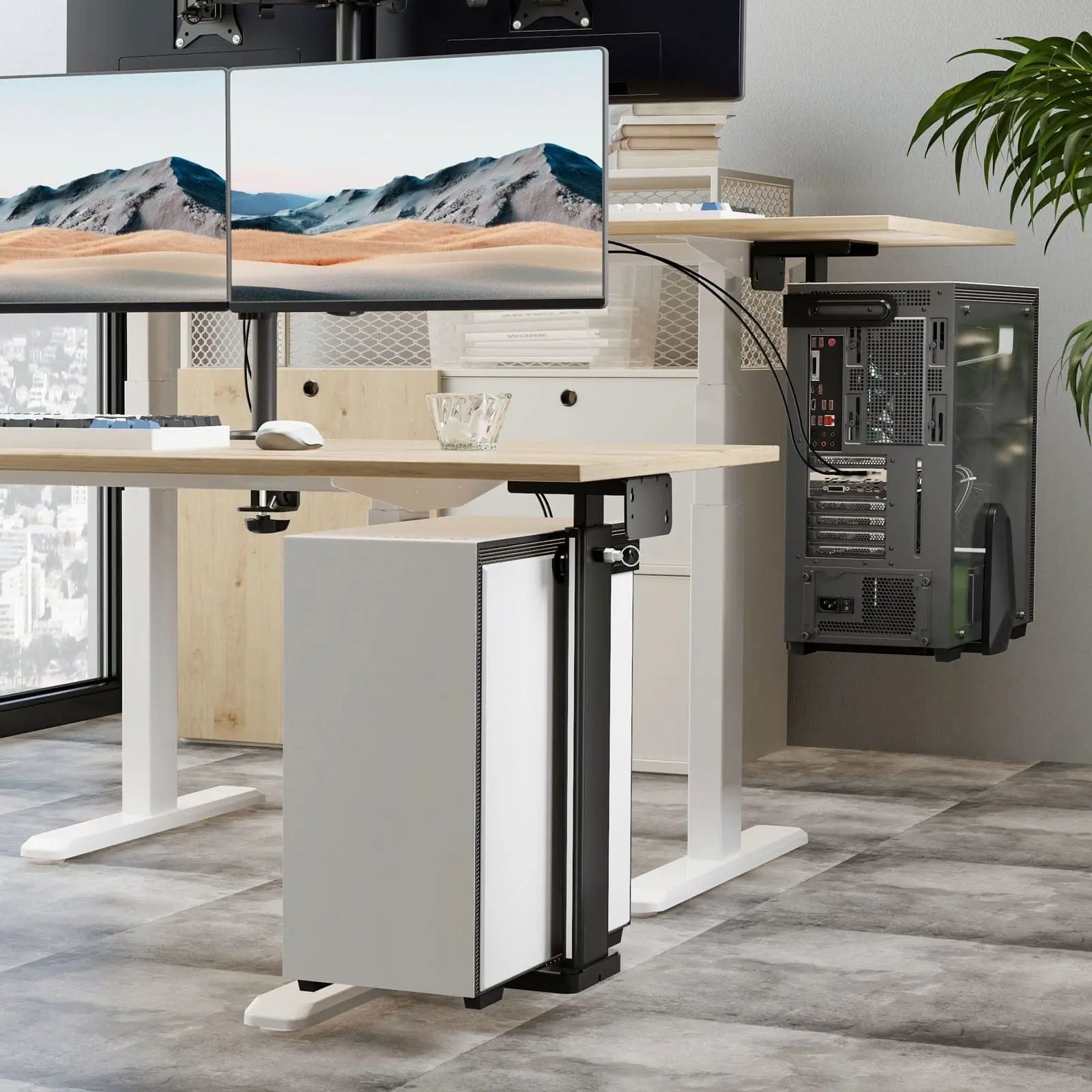 Mount-It! Heavy-Duty Under Desk & Wall Desktop Mount, Computer Riser PC Stand for PC Towers - Matte Black Steel - 44 lbs Capacity - Size Adaptable 18.9"-25.8" Height - Space-Saving Storage Solution