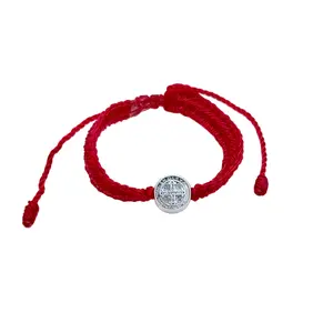 St. Benedict Baby Bracelet | Red Woven Cord | Catholic Infant Protection Bracelet | Baptism Gift | Adjustable
