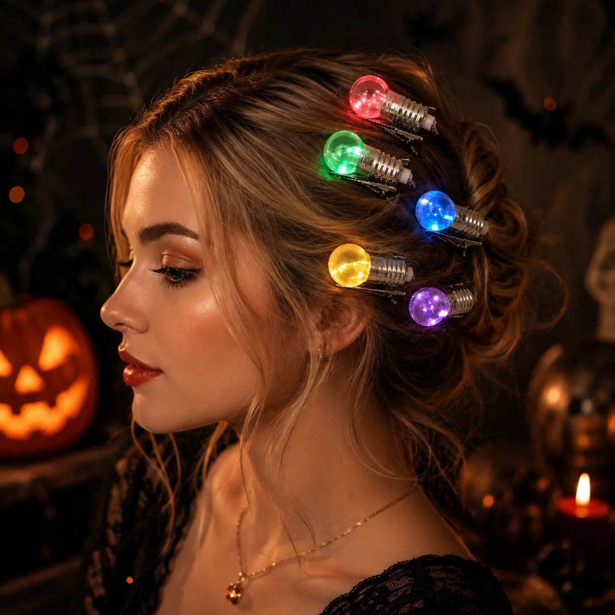Color-Changing LED Light Bulb Hair Clips, Light-Up Hair Accessories with Alligator Clip for Halloween, Cosplay, Festivals, Parties & Concerts