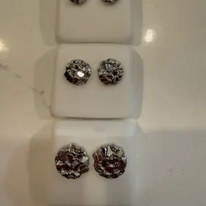 14k silver plated round  Nugget Stud Earrings
