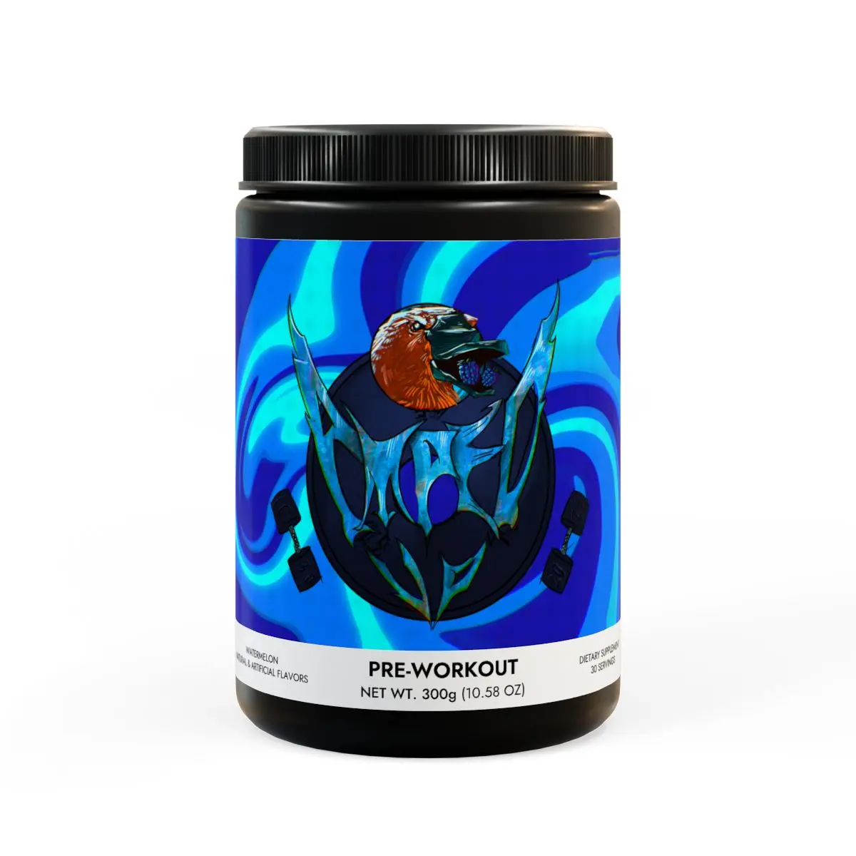Blue Raspberry Pre-Workout Fitness Supplement 300g Powder Drink for Workout Enhancement & Energy Boost - Healthcare, Dietary, Edible, Vitamin