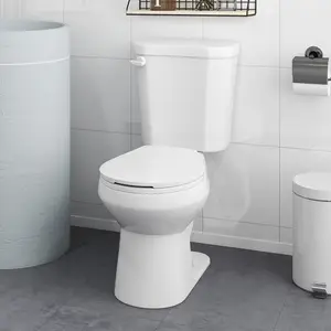 COSTWAY - Two-Piece Round Toilet with 17.5 inch ADA Comfort Chair Height Seat