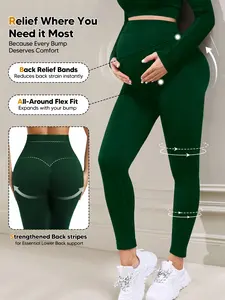 Maternity Leggings with Pockets Over Belly Support – High Waist Pregnancy Yoga Pants for Women, Soft Stretch Workout Tights, Prenatal Maternity Clothing