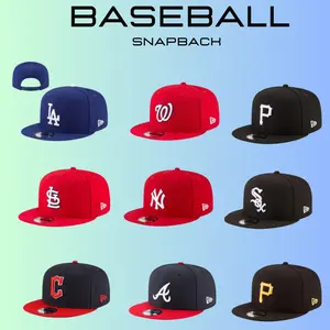 New Era MLB Snapback Baseball Cap – LA Dodgers NY Yankees Braves Pirates Adjustable Flat Brim Hat, Embroidered Team Logo Streetwear Fashion Cap for Men Women, Classic Hip Hop Sports Hat
