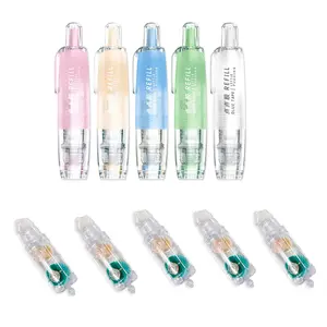 5 Pack Retractable Double Sided Tape Runner, Refillable Adhesive Tape Roller 0.23 Inch x 16.40 Ft, Glue Tape Roller with 360° Rotatable Tip for Scrapbook Supplies DIY Accessories (5 Colors)