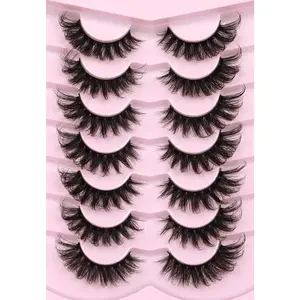Lashes 6D False Eyelashes 17mm Wispy Cat Eye Lashes that Look Like Extensions Strip Lashes