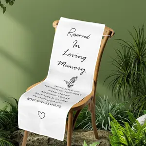 1 piece, 50x15 inches, white 'Remembering Someone' chair banner — Reserving a seat for someone in heaven | Wedding ceremony and reception decoration
