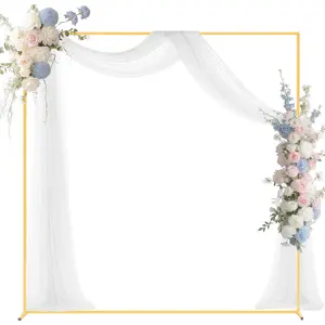 Gold Metal Arch Backdrop Stand, 6.6 X 6.6 Ft, Stable Frame, Easy Assembly, Square Arch Backdrop For Wedding, Birthday Party, Graduation, Holiday Celebration, Photo Booth Prop, Corporate Events, And Ceremony Decor