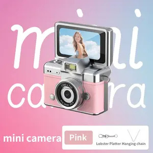 Mini Keychain Digital Camera – Pocket-Size Camera 1080P HD with 1MP Lens, Flash & 0.96" Screen, 32G Card & Charging Cable Included, Retro Vlog Camera for Travel, Concerts, Kids & Instant Party, Sparkling Rose Gold