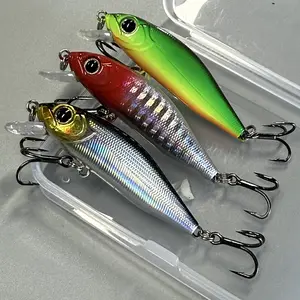 3-Pack Micro Fishing Lure Bait 6cm 5.3g Sinking Wobbler Minnow, Fishing Tackle, Laser Reflective Coating, Freshwater River Bass Trout Perch Lures