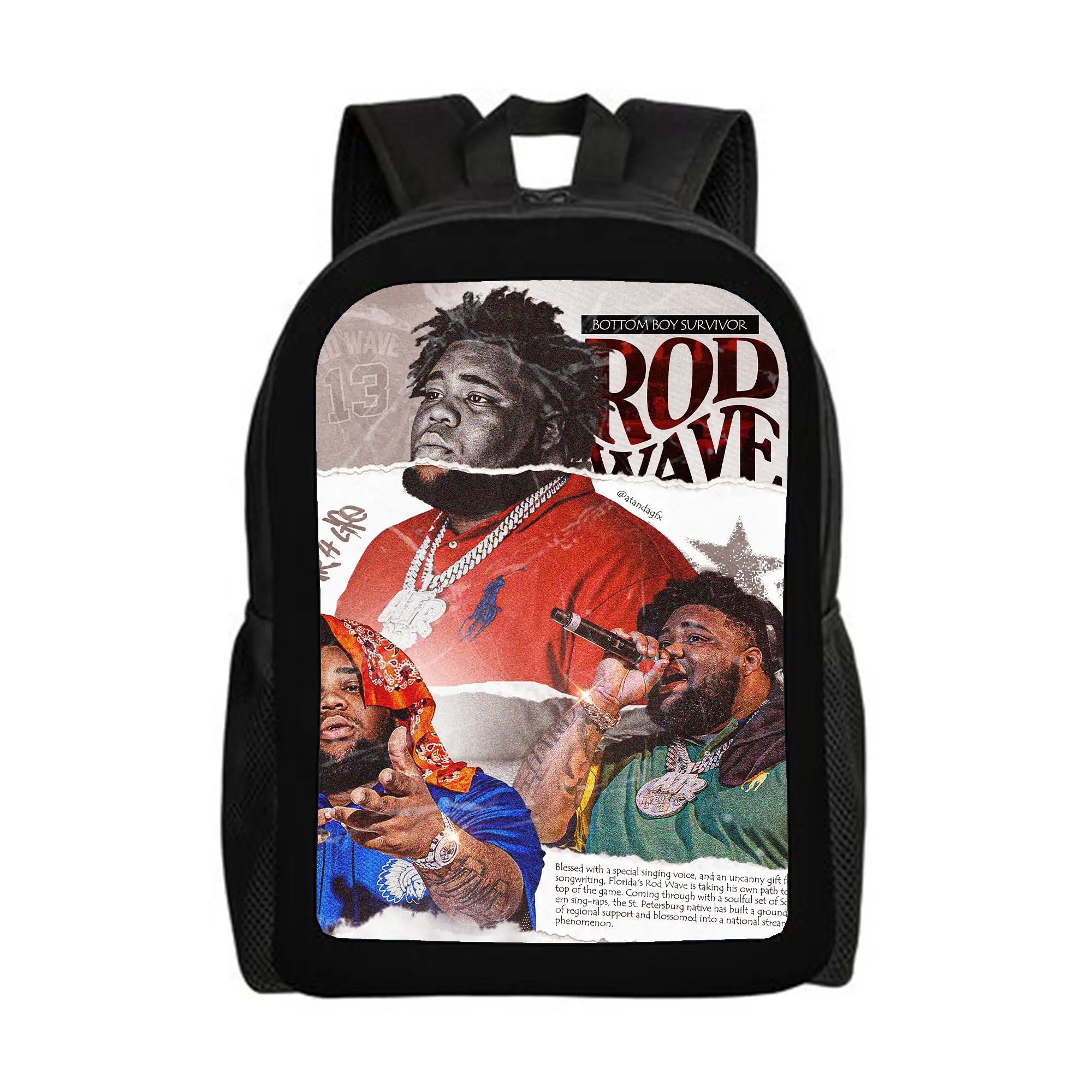 Rod-Wave-Backpacks for Girls, Cute School Backpack, Aesthetic Bookbag for Teens, Lightweight Classic Backpack for Travel, Work, Picnic A-2