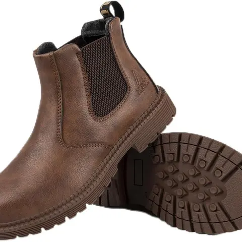 Women's Chic Closed High-Top Steel Toe Leather Work & Safety Shoes - Cuban Fabric, Waterproof, Slip-Resistant, Durable, Impact-Protective, Piercing-Resistant, All-Seasons Footwear