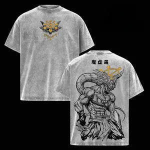 Mahoraga JJK Anime Graphic Tee, Vintage Washed Oversized Dark Anime Streetwear T-Shirt, Soft Cotton Unisex Apparel, Gift for Jujutsu Kaisen Fans quarter zip men lemon demon soulja boy outfit truck fit clothes gorlock destroyer funny streetwear graphic tee