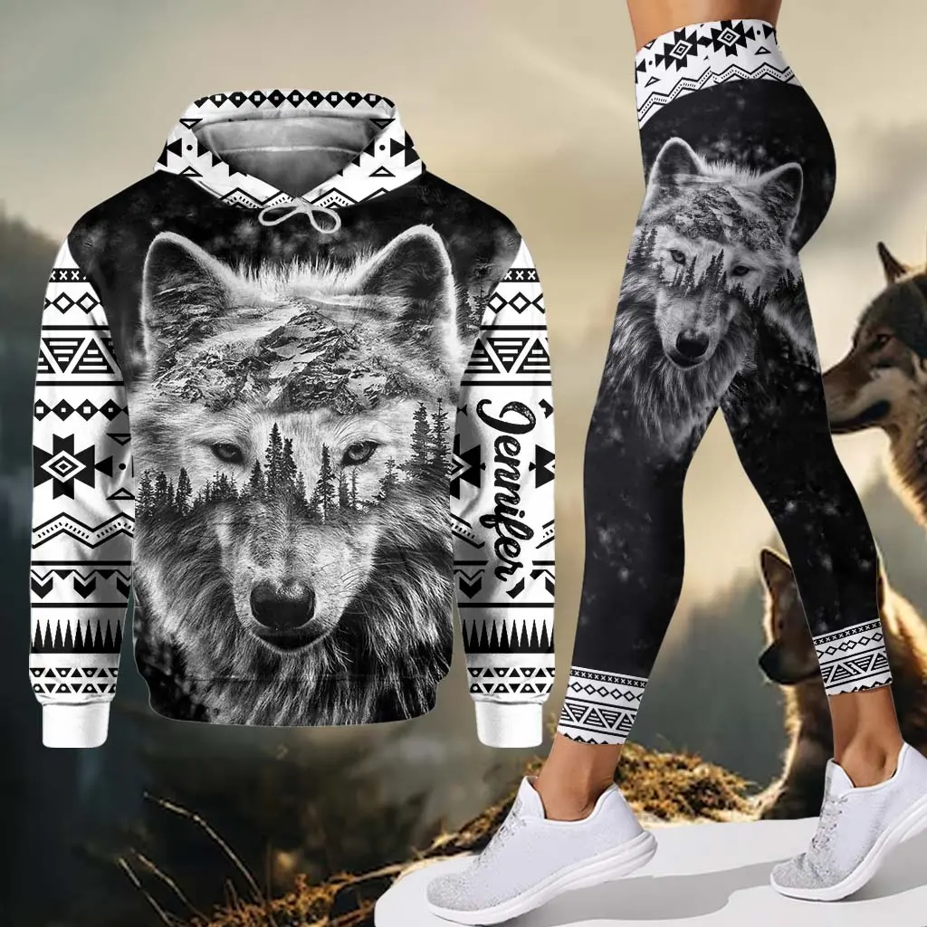 Strong Wolf and Forest - Personalized Combo Hoodie Leggings