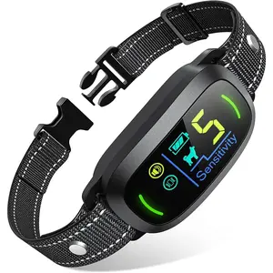 Rechargeable Smart Dog Bark Collar, Anti Barking Training Collar with 5 Adjustable Sensitivity Beep Vibration, for Large Medium Small Dogs (Black)