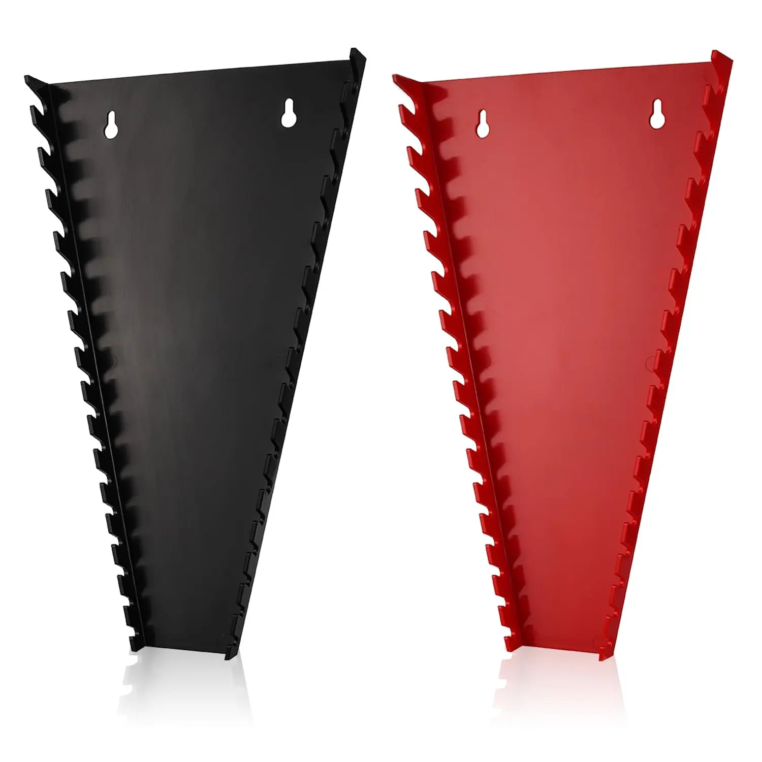 2-PCS 32-Slot ABS Plastic Wrench Organizer, Hanging Wrench Organizer for Tool Box and Wall, Fit SAE & Metric Wrench Storage, 2 Pack Lightweight Wrench Holder(Red&Black)