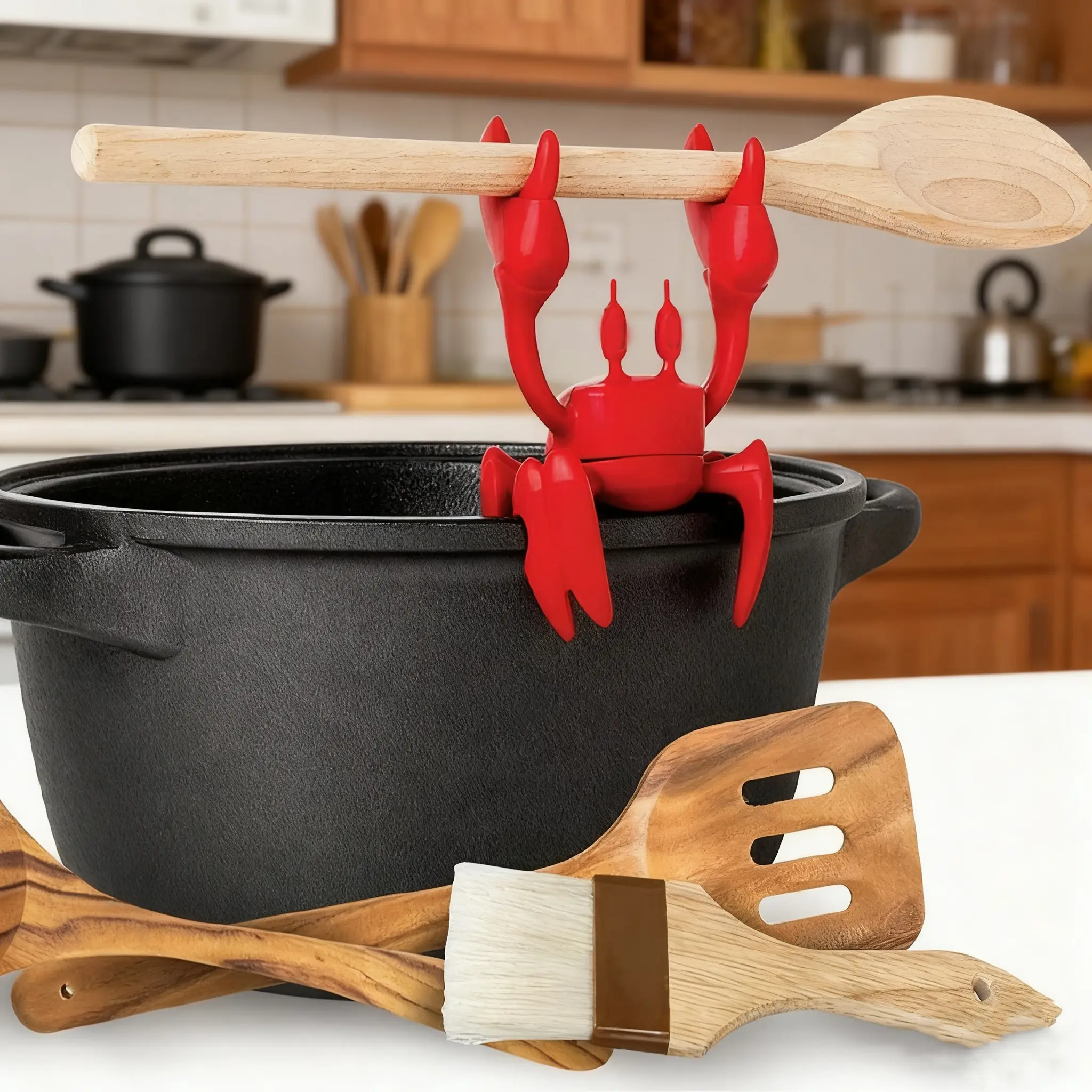 Crab Silicone Utensil Rack, Heat Resistant Spoon Holder, Non-Slip Kitchen Steam Release Vent, Durable Cooking Accessory, Silicone Spoon Rest, Kitchenware
