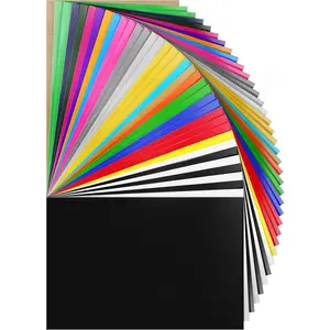 HTV Heat Transfer Vinyl Bundle 37Pack 12" x 10" Vinyl Sheets,Iron  Vinyl for Cricut & Heat Press Machine, Than 20 Assorted Colors for DIY Fabrics T-Shirts