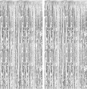 2 Pack Foil Curtain Backdrop Silver Metallic Tinsel Foil Fringe Curtains Photo Booth Props for Birthday Wedding Engagement Baby Shower Bachelorette Christmas Holiday Celebration Party Decorat Happy Mother’s Day Giftions