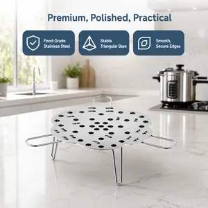 304 Food Grade Stainless Steel Adjustable Foldable Steaming Rack, Multi-Purpose Elevated Steam Stand for Kitchen Pots