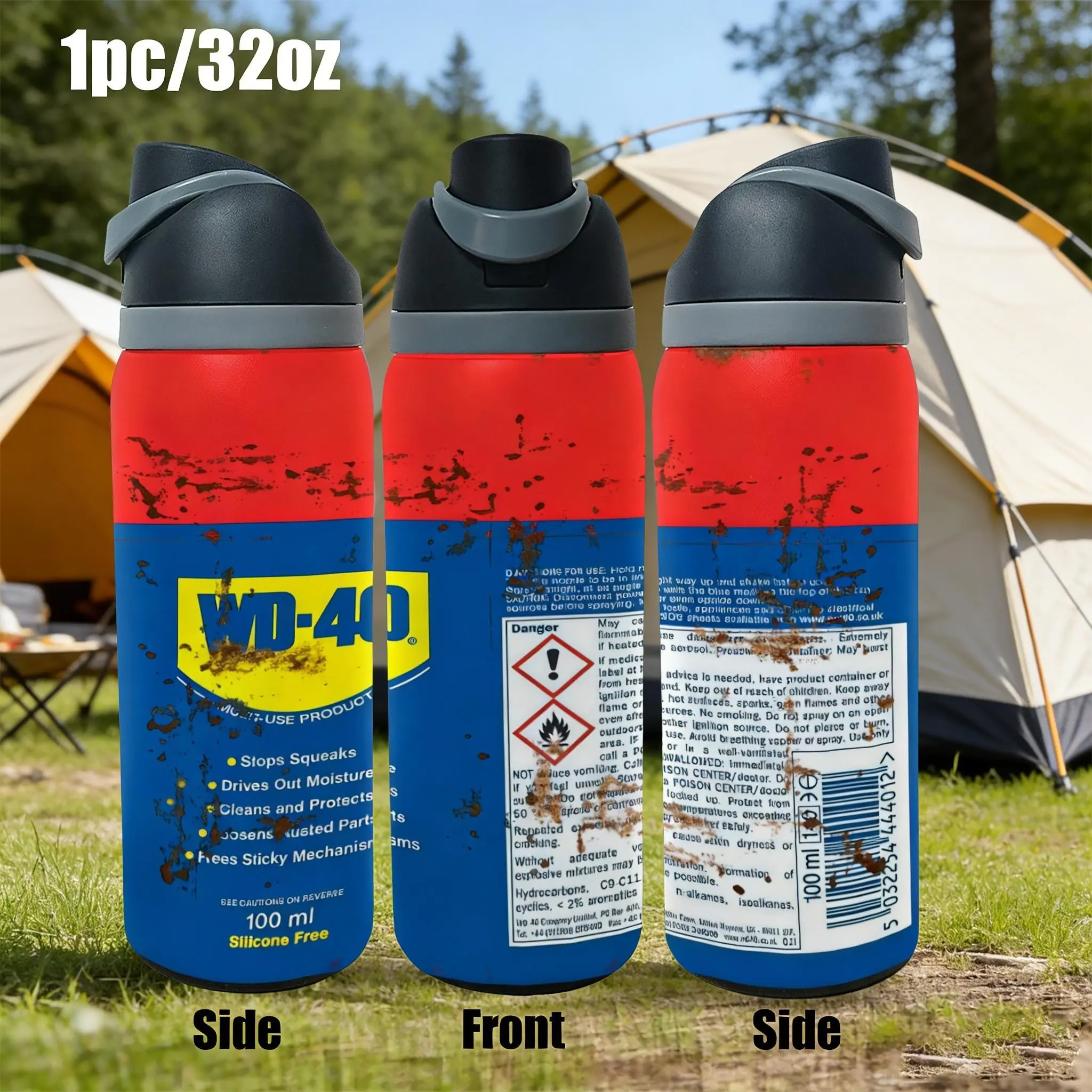 32oz/20oz Insulated Water Bottle, Insulated Drinkware, WD-40 Can Design Tumbler with Flip Lid, Stainless Steel Thermal Vacuum Flask for Mechanics, Stainless Steel Flasks, Insulated Bottles, Gift for Men, Dad, Handyman