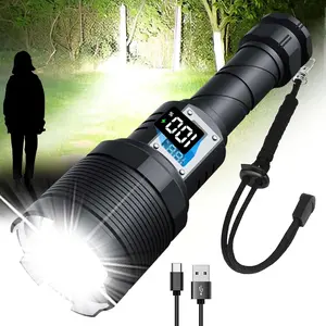 Rechargeable Flashlights MAX 200000 High Lumens,Super Bright 30W LED Flashlight,High  Brightest Flashlight for /Camping Gear,Zoomable,,5 Modes,USB Handheld Flash Light